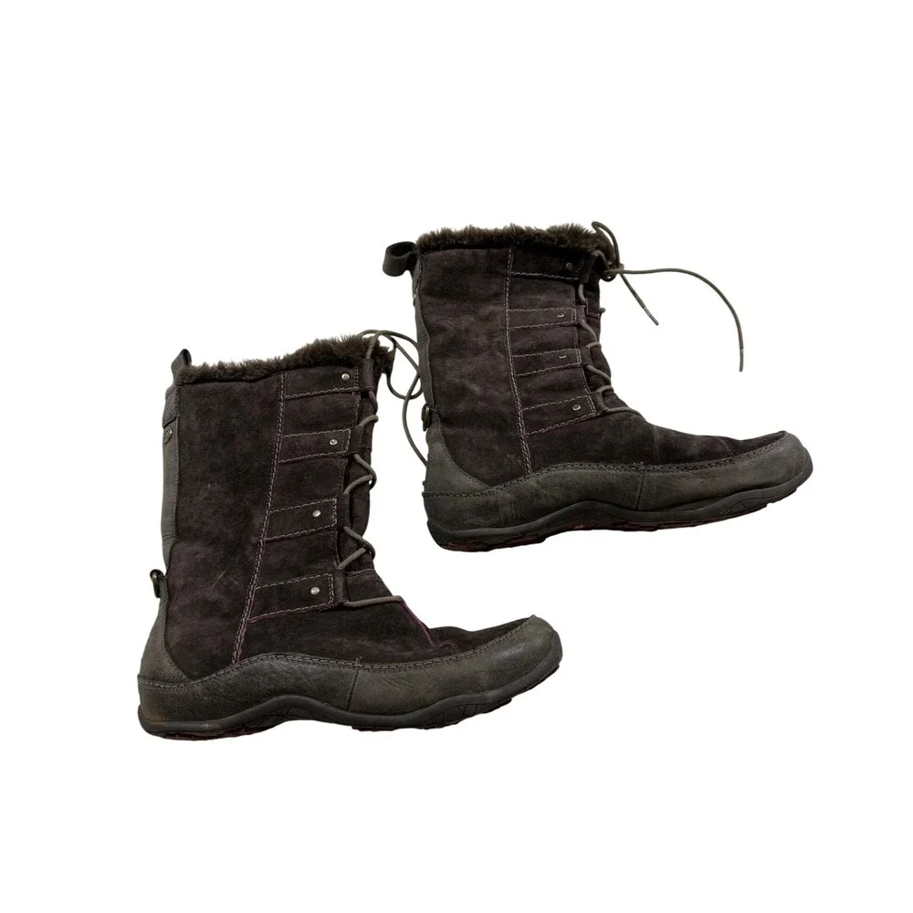 The North Face Winter Boots 8.5 Brown Waterproof Suede PrimaLoft Faux Fur Hiking